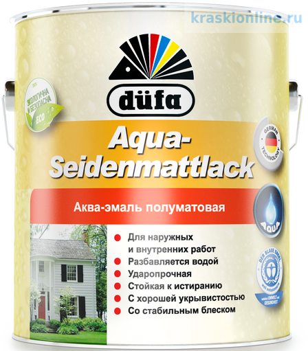 Эмаль düfa Aqua-Seidenmattlack полуматовая белая