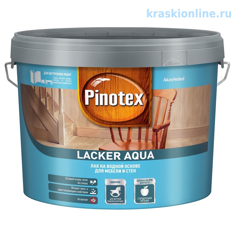 Лак Pinotex Lacker Aqua 70 глянц. 9л на водной основе для мебели и стен